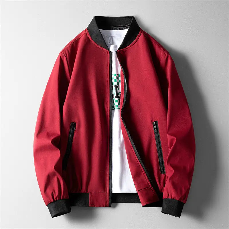 Men's Baseball Jacket Solid Color Slim Fit