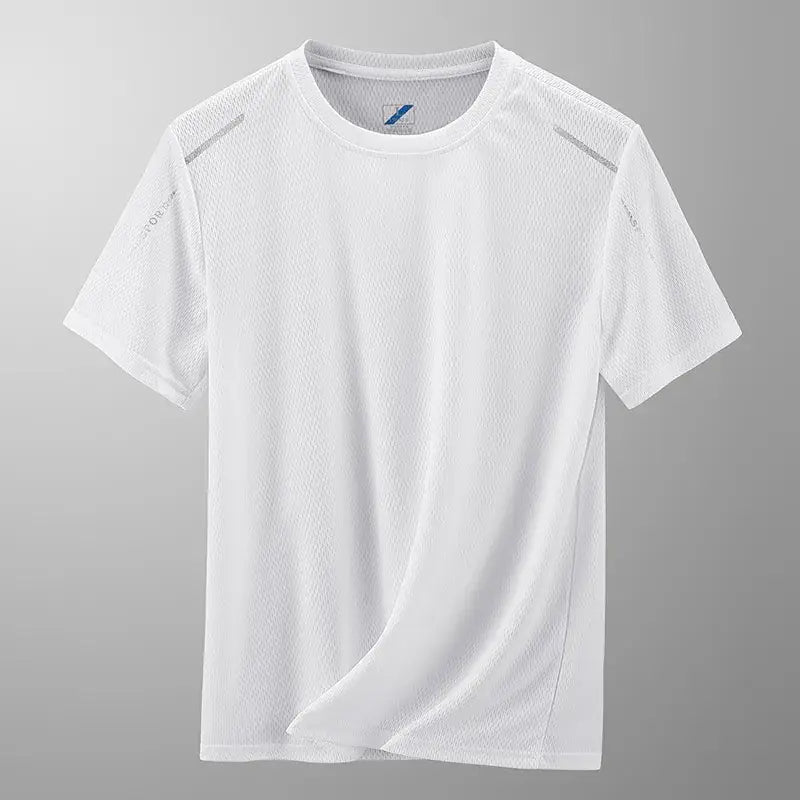 Men Ice Silk T-Shirt Navy Blue 2024