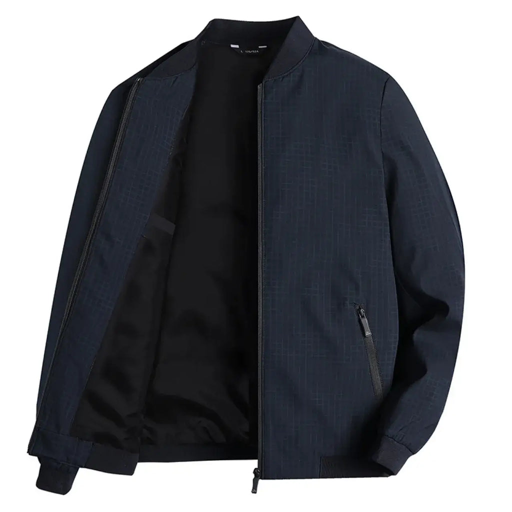 Men's Black Bomber Jacket with Zip Front