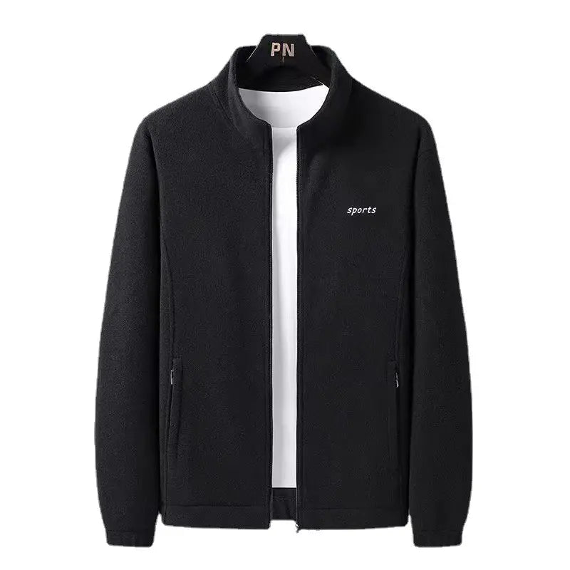 Men's 2-Sided Fleece Jacket Navy Beige Large