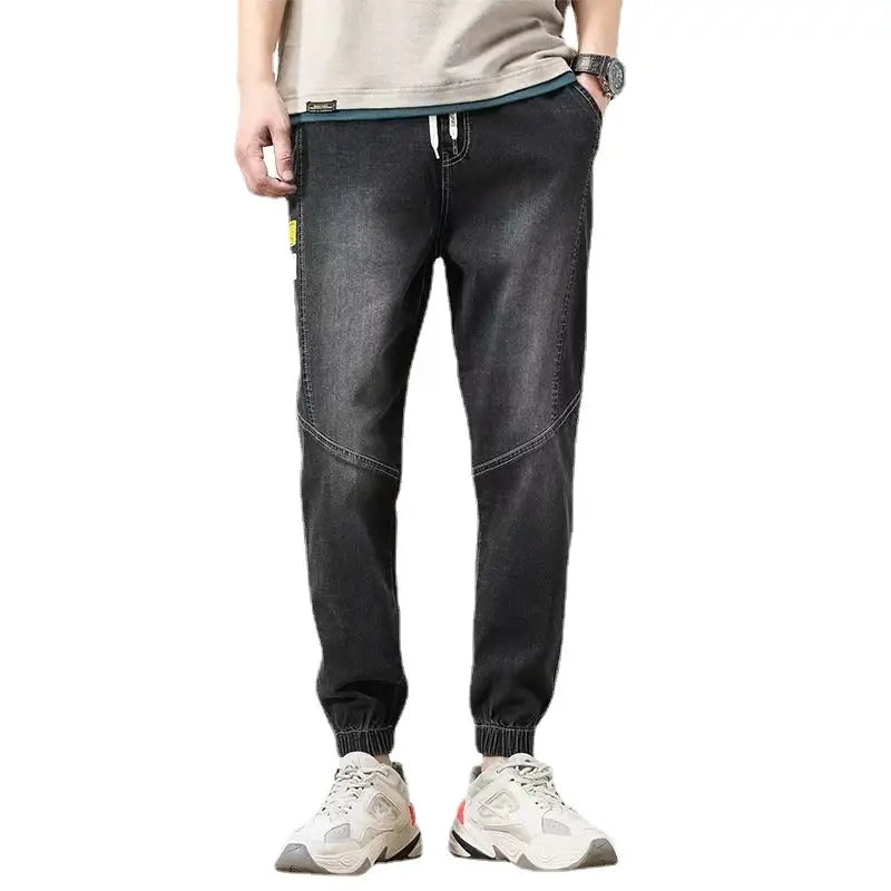Men's 2024 Black Loose Leg Harem Pants Nine Point Design