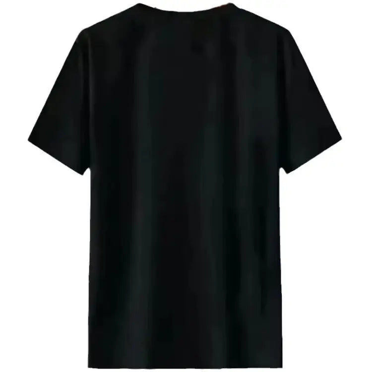 Men Ice Silk T-Shirt Black Green Orange Striped