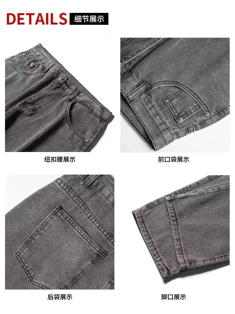 Men Smoke Gray Wide Leg Pants Spring Hong Kong Style