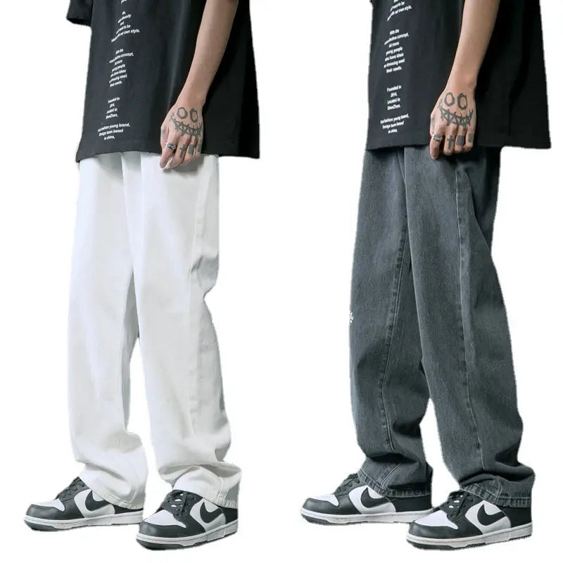 Men Light Blue Denim Jeans 2024 New Arrival Loose Casual