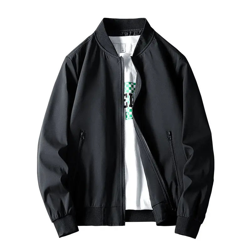 Men's Baseball Jacket Solid Color Slim Fit