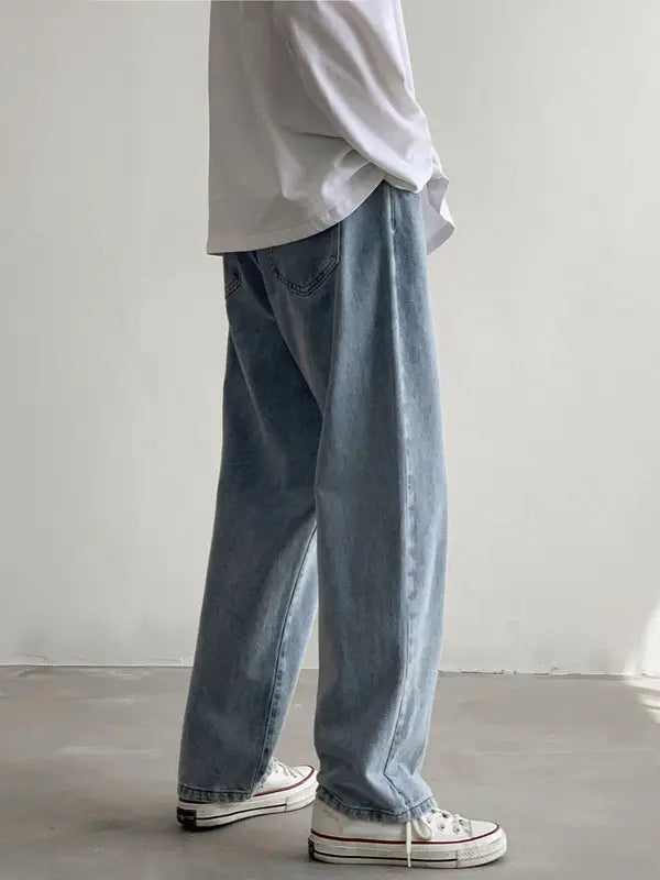 Xxbro Men's Wide Leg Retro Jeans All-Match Loose Fit