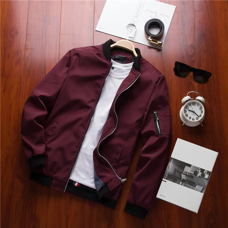 2019 Men's Slim Fit Jacket Coat Solid Color Spring Autumn
