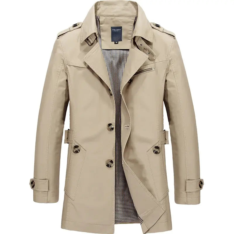 Men's Pure Cotton Beige Coat 2022 Spring Autumn