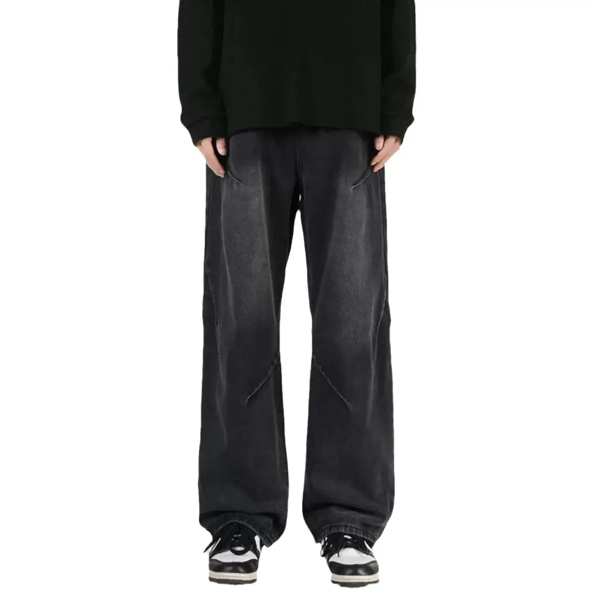 Men Wide Leg Retro Draped Jeans Spring Autumn