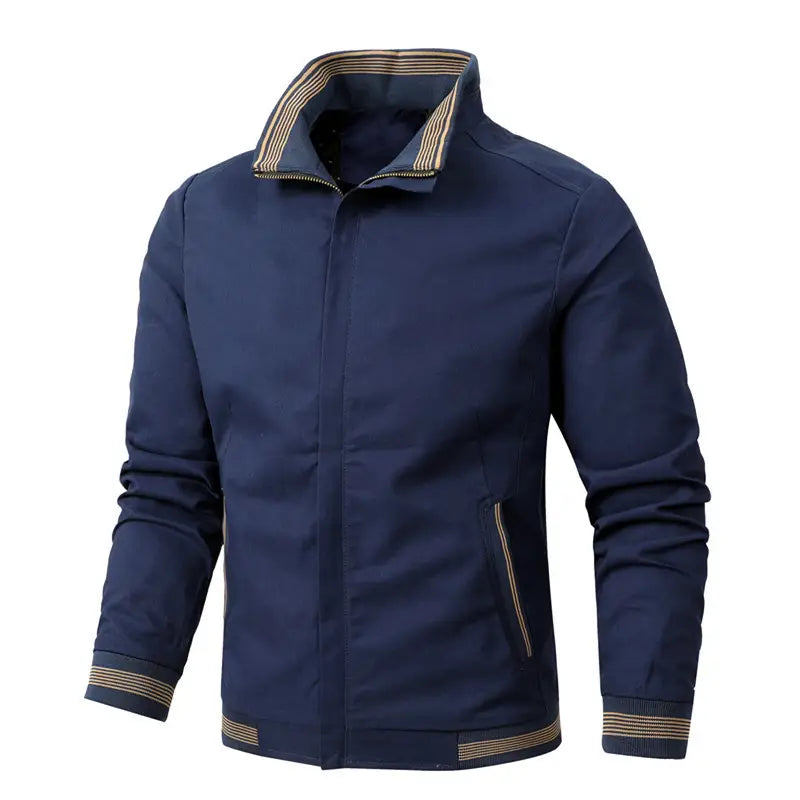 Men's Black Fleece Jacket with Zip Front & Collar
