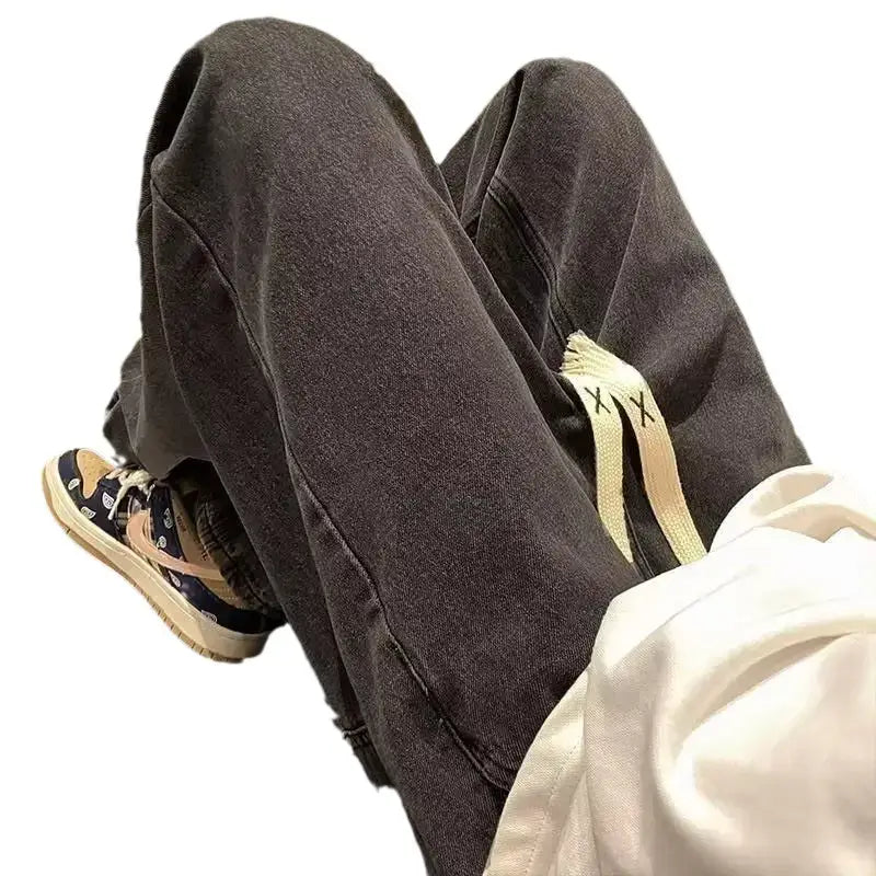 Retro Wide Leg Jeans Men Spring Autumn New American High Street