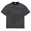Men Striped Short Sleeve T-Shirt Black White Korean Style