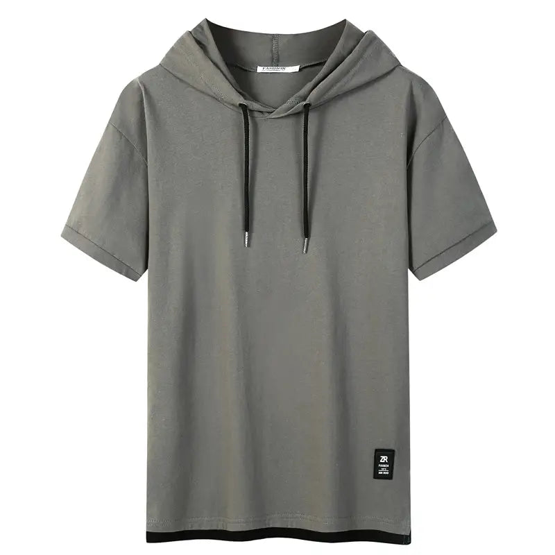 Men Black Hooded T-Shirt Pure Cotton Loose Fit