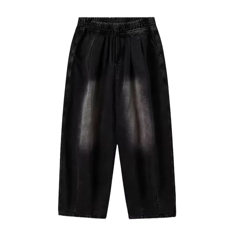 Elastatic Oversize Jeans Men Women Japanese Style Loose Dipping Wide Leg Pants