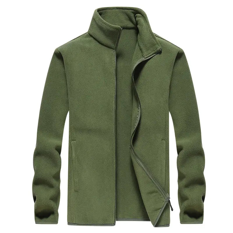 Men's Grey Fleece Warm Jacket with Collar