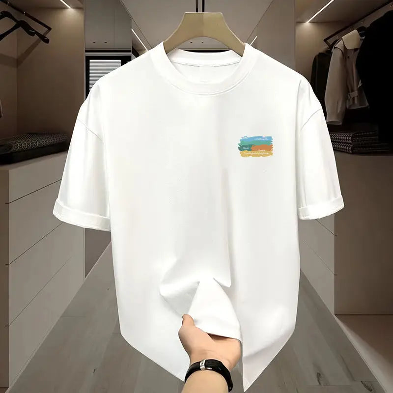 Men White M Mylove Round Neck T-Shirt