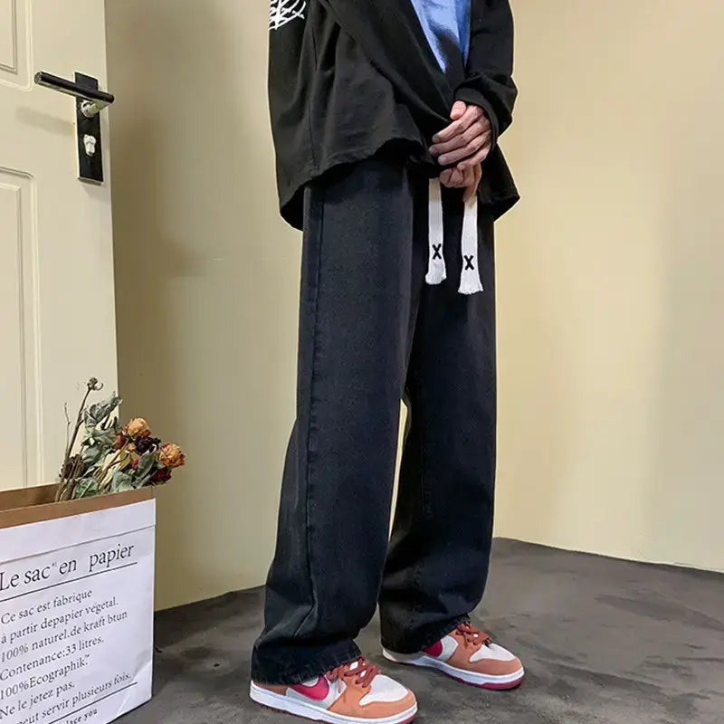 Men Wide Leg Jeans American High Street Spring Trousers