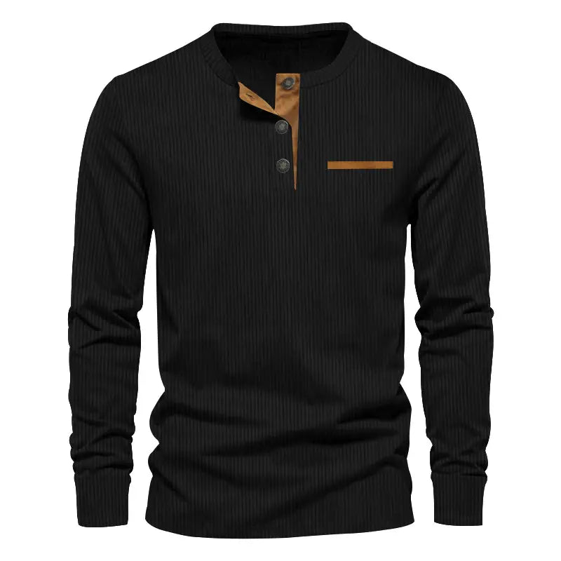 Men's Long Sleeve Corduroy Henley Shirt Olive Green