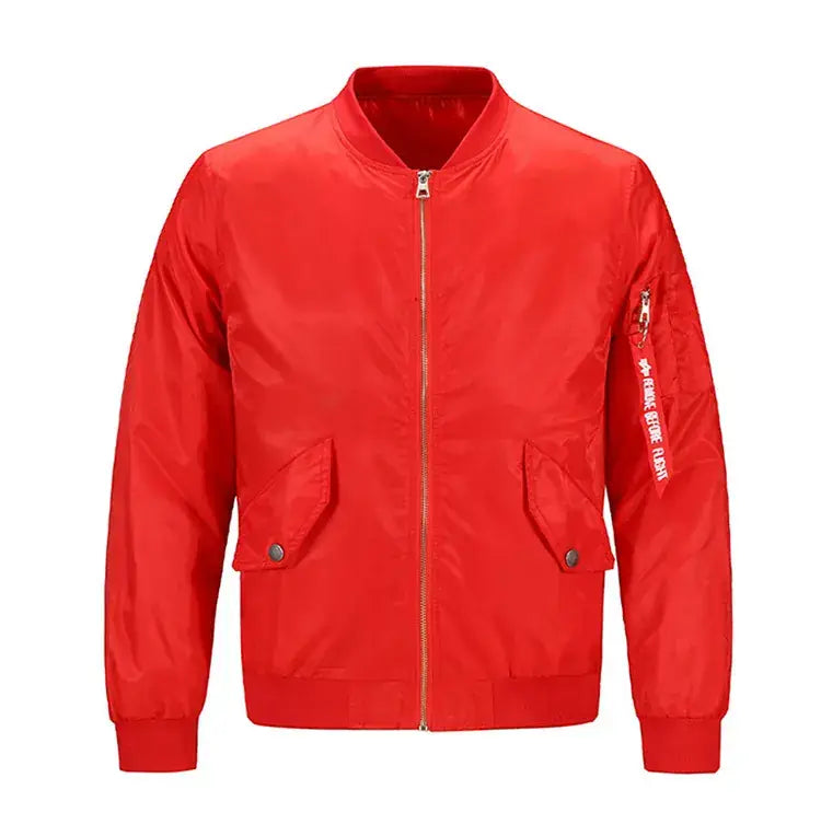 Red Bomber Jacket for Men Plus Size Windproof