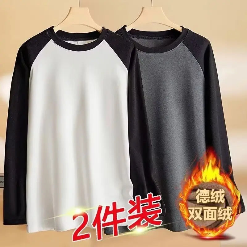 Men's Double-Sided Velvet Raglan Shirt Black Green