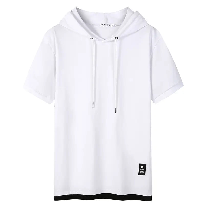 Men Black Hooded T-Shirt Pure Cotton Loose Fit