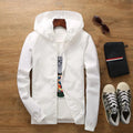 Men's Grey Hooded Windbreaker Jacket with Print