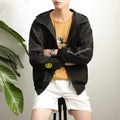 Men Women White Hooded Thin Jacket Korean Style