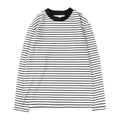 Black White Striped Long Sleeve T-Shirt Round Neck