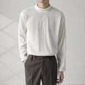 Men's White Long Sleeve Half Collar T-Shirt