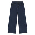 Dark Blue Slim Fit Jeans for Men Women Mid Waist