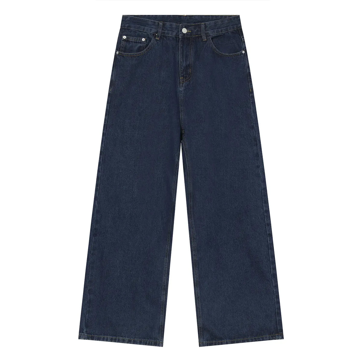 Dark Blue Slim Fit Jeans for Men Women Mid Waist