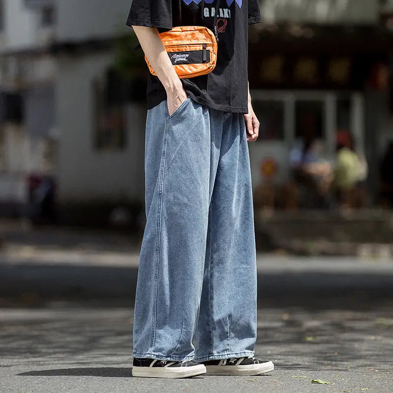 Wide Leg Korean Style Jeans for Men Large