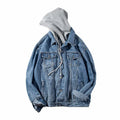 Men's Korean Style Hooded Denim Jacket Blue Gray