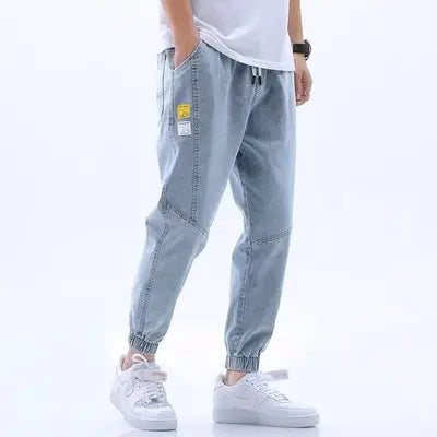 Men's 2024 Black Loose Leg Harem Pants Nine Point Design
