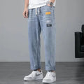 Men's Korean Style Light Blue Cropped Jeans