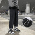 Men's Loose Straight Denim Jeans Elastic Waist Wide Leg