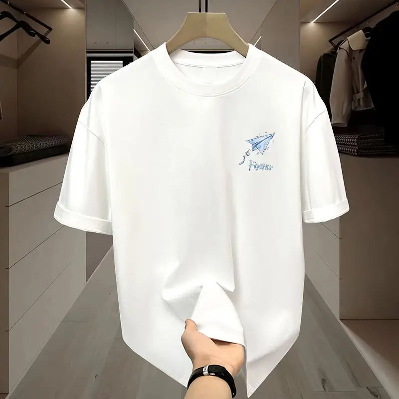 Men White M Mylove Round Neck T-Shirt