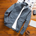 Men's Olive Green Fleece Zipper Jacket with Vertical Collar