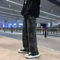 Men's Loose Square Patterned Wide Leg Jeans Spring