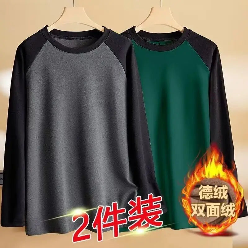 Men's Double-Sided Velvet Raglan Shirt Black Green