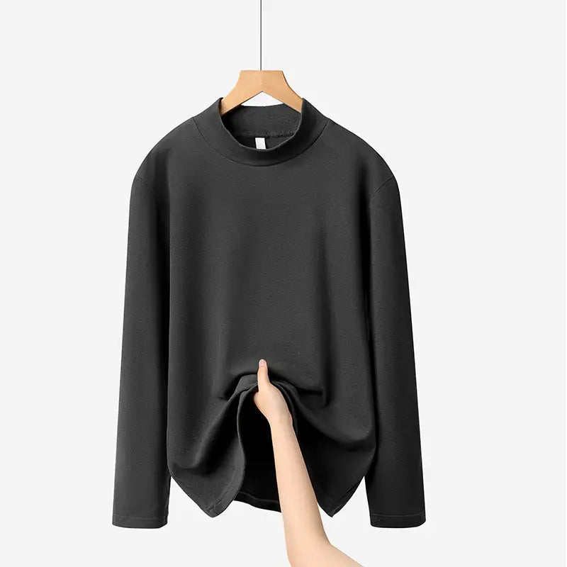 Men Velvet Long Sleeve T-Shirt Black Brown White