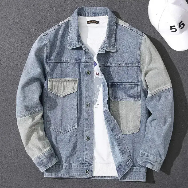Men Denim Jacket Blue Grey Spring Wear
