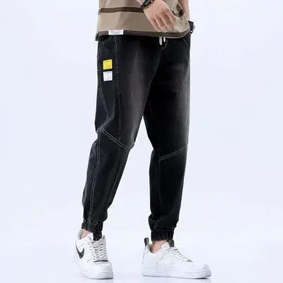 Men's 2024 Black Loose Leg Harem Pants Nine Point Design
