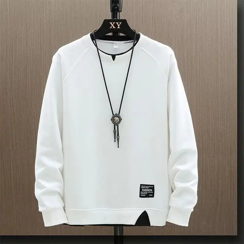Men's Cream Sweatshirt with Long Sleeve & Neck Band