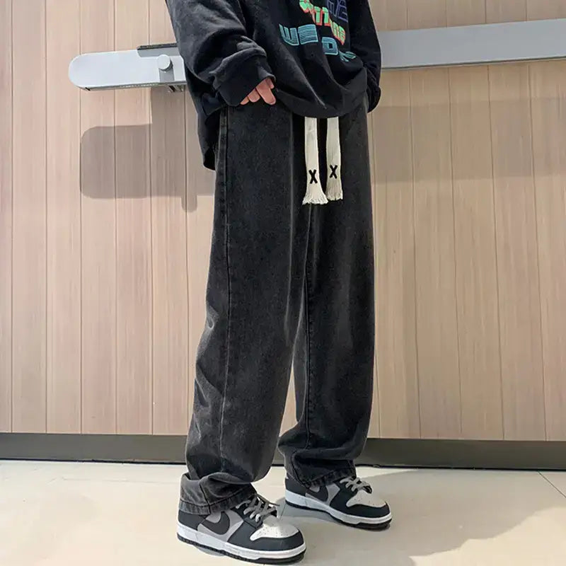 Men Wide Leg Jeans American High Street Spring Trousers