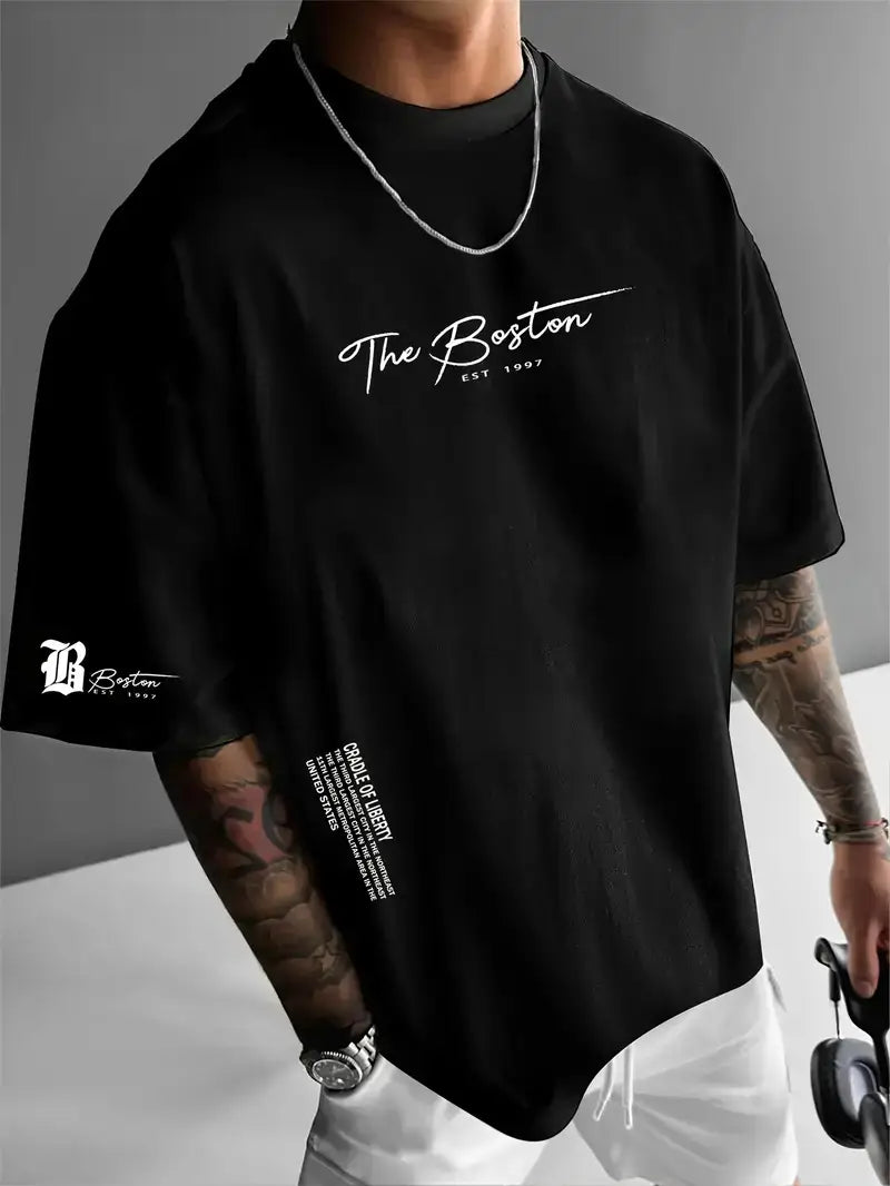 Men Purple Los Angeles Printed T-Shirt Short Sleeve