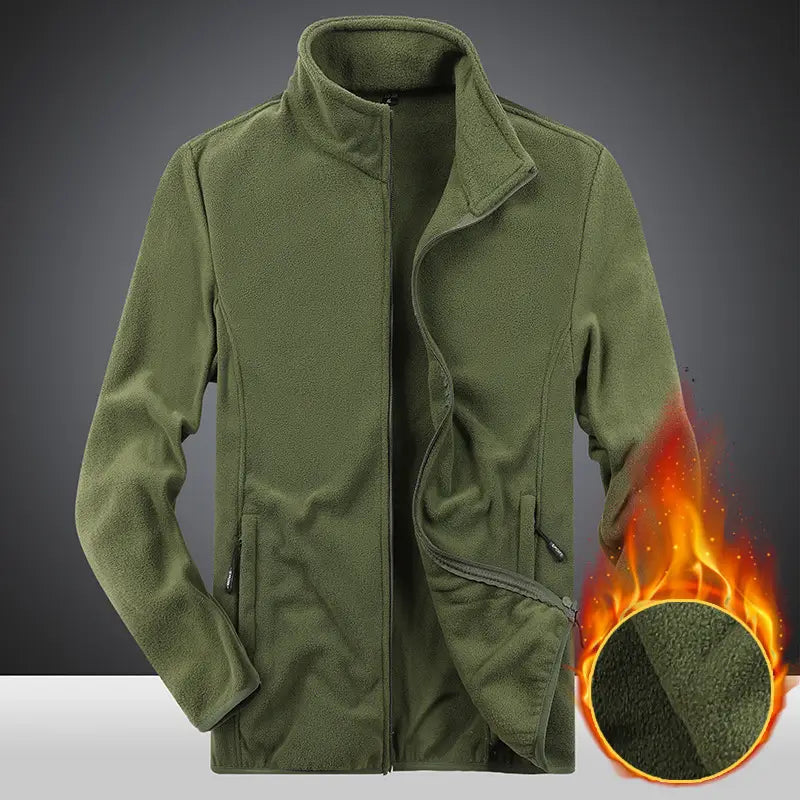 Men's Grey Fleece Warm Jacket with Collar