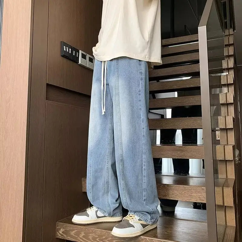 Men's Wide Leg Straight Cut Jeans 2024 Spring Autumn