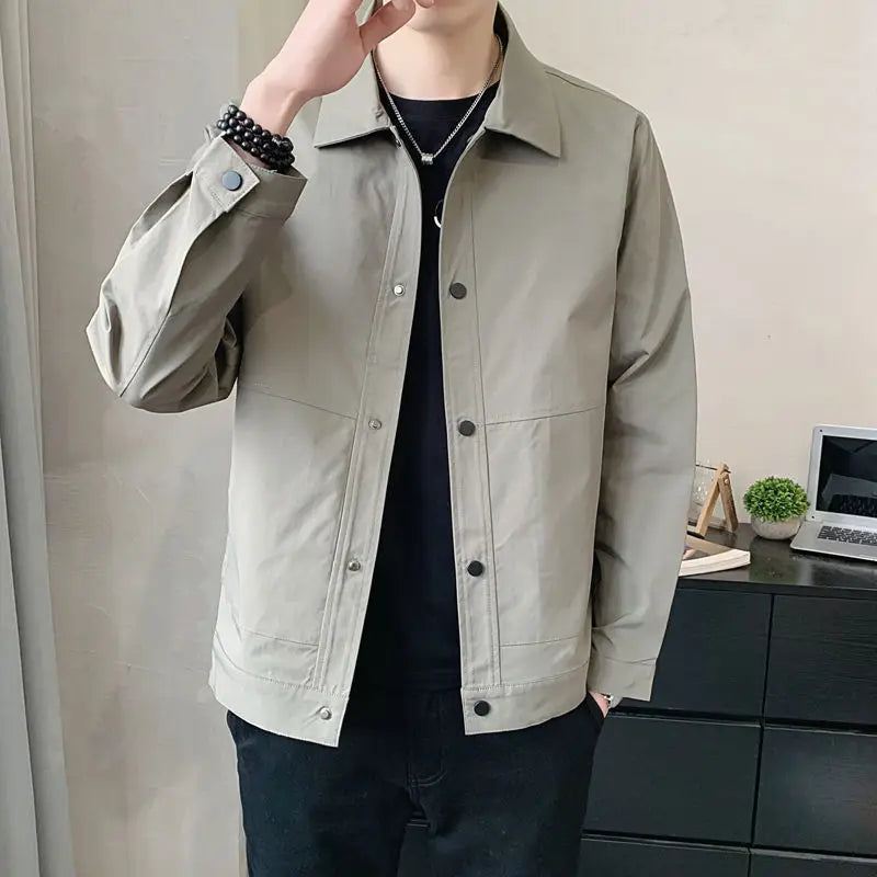 Men's Stand Collar Jacket Grey 2023 Spring New Casual Top