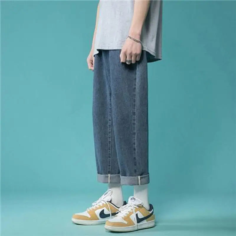Men High Waist Wide Leg Jeans 2024 Spring